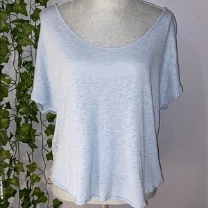 Woman's UO Blue Short Sleeve Scoop Flowy Top S